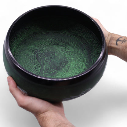 Extra-Loud Moss Green Mushroom Singing Bowl – 23cm