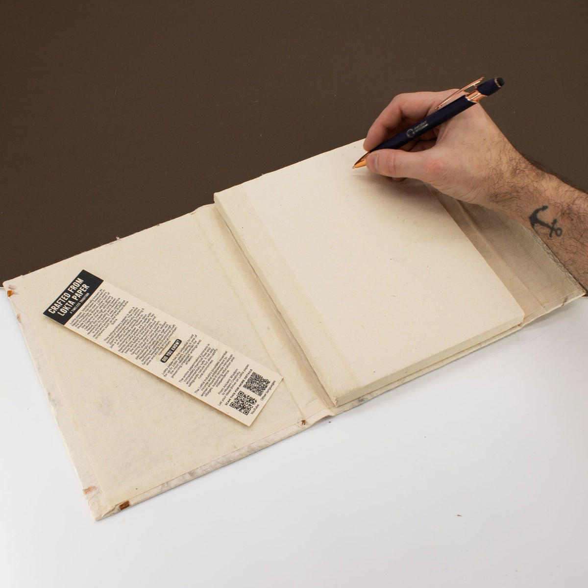 Pressed Flower Lokta Paper Notebook | Handmade Journal with Bookmark