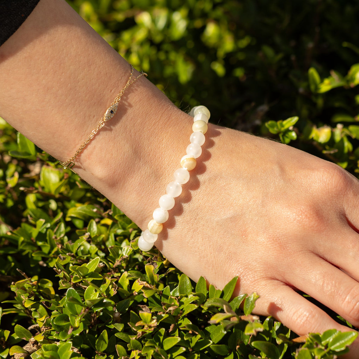 Moon Jade Crystal Bracelet – 6mm Petite Gemstone Beads