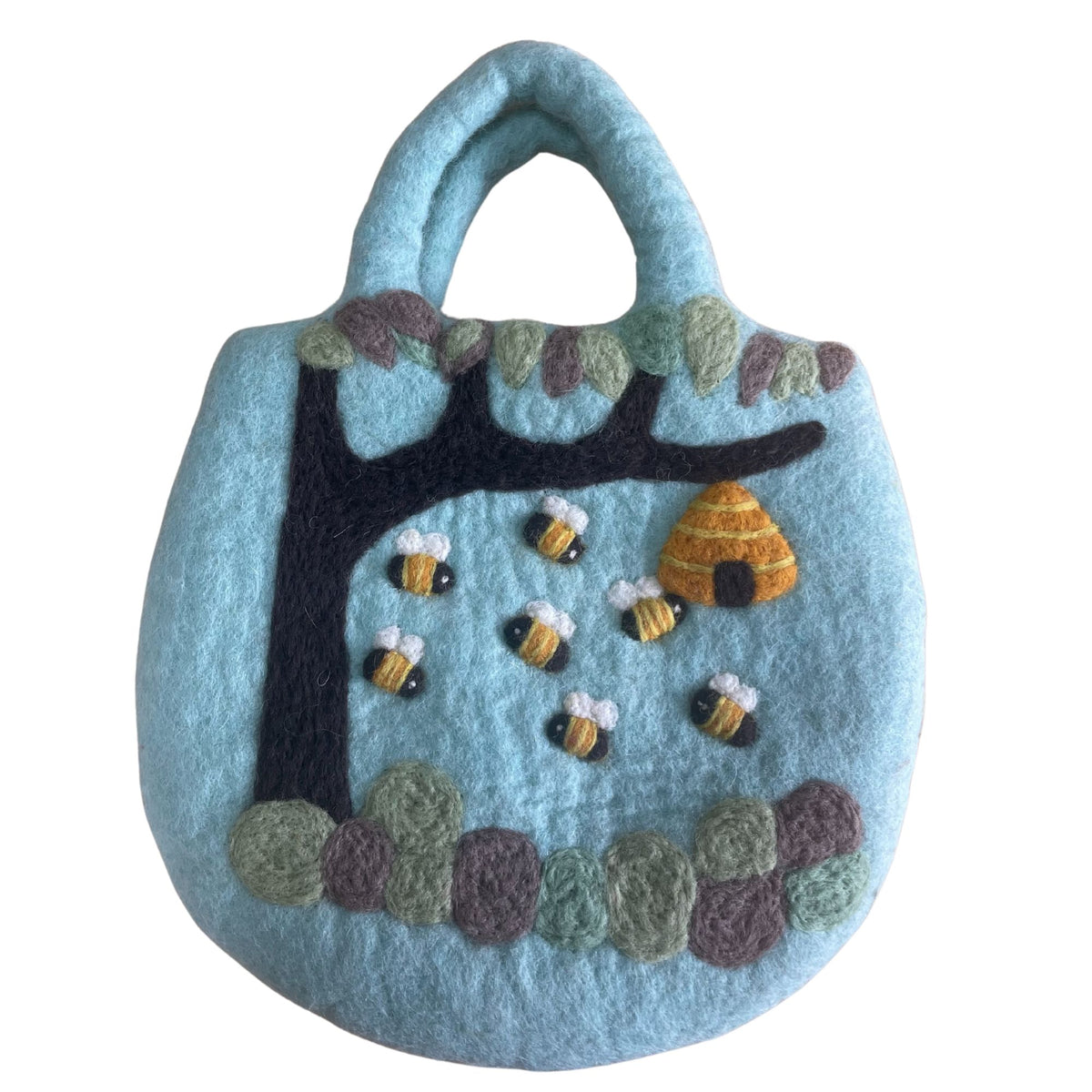 Bee & Beehive Felt Bag – Handmade Wool Shoulder Bag