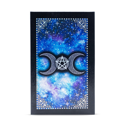 Moon Face Blue Foil Tarot Cards with Guidebook