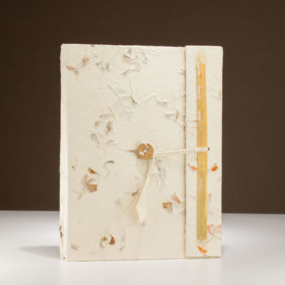 Pressed Flower Lokta Paper Notebook | Handmade Journal with Bookmark