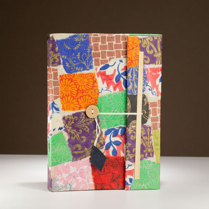 Handmade Lokta Notebook – Colourful Patchwork Journal 21 × 15cm