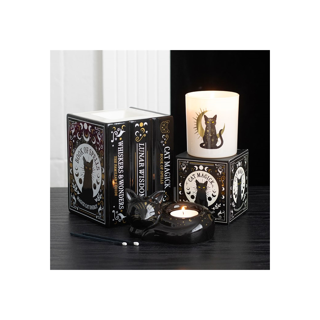 Black Cat Book of Spells Oil Burner & Wax Melt Burner