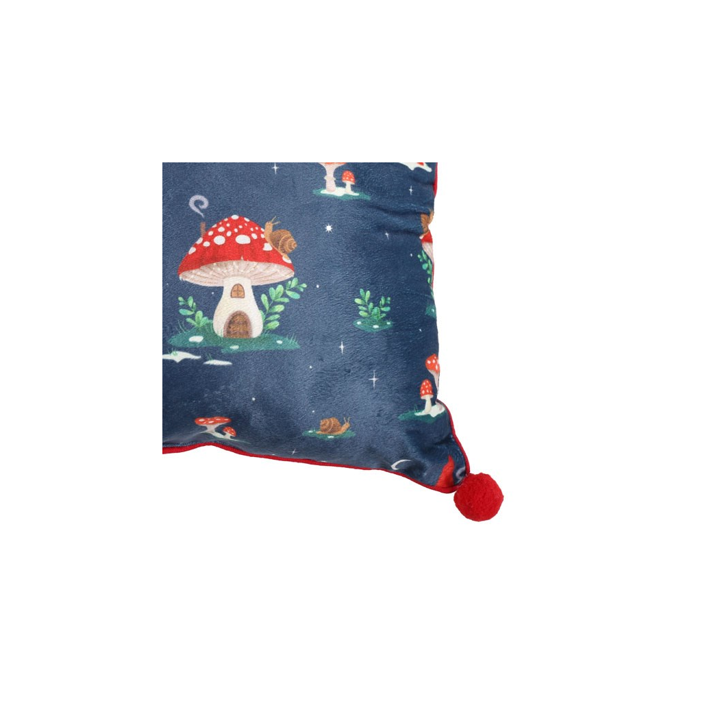 Gnome & Mushroom Cushion with Pom Poms – 35cm