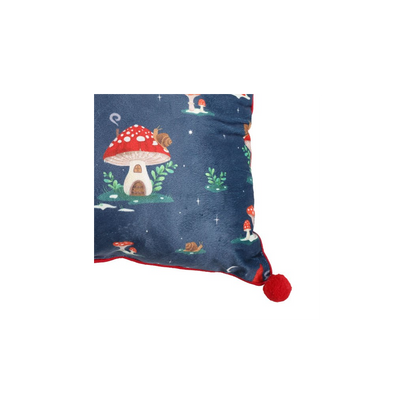 Gnome & Mushroom Cushion with Pom Poms – 35cm