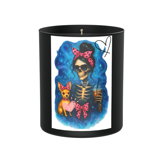Sassy Girl Skeleton Dog 200g Black Candle ‘Dark Noir’