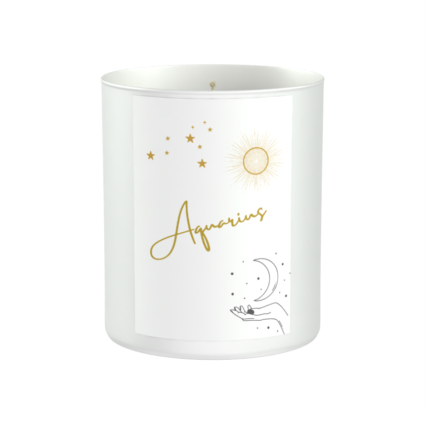 Aquarius Astrology Star Signs 200g White candle ‘Sandy Bay'