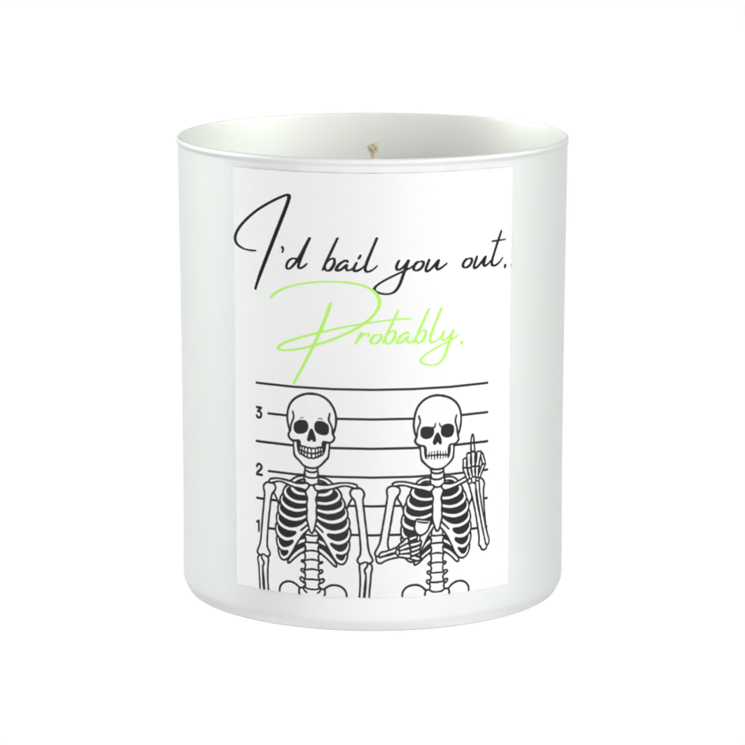 I'd Bail You Out Skeleton 200g White candle ‘Sandy Bay'
