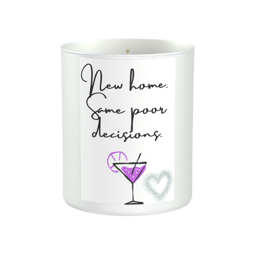 New Home Poor Decisions 200g White candle ‘Sandy Bay' Success