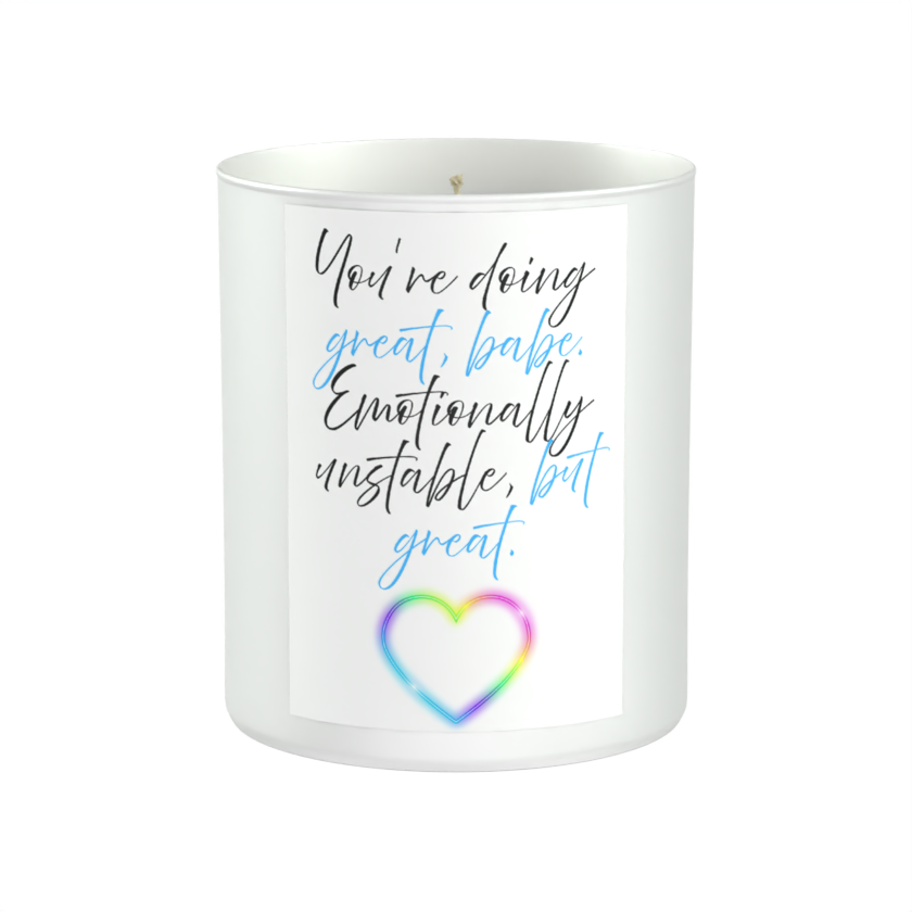 Emotionally Unstable Funny 200g White candle ‘Sandy Bay'