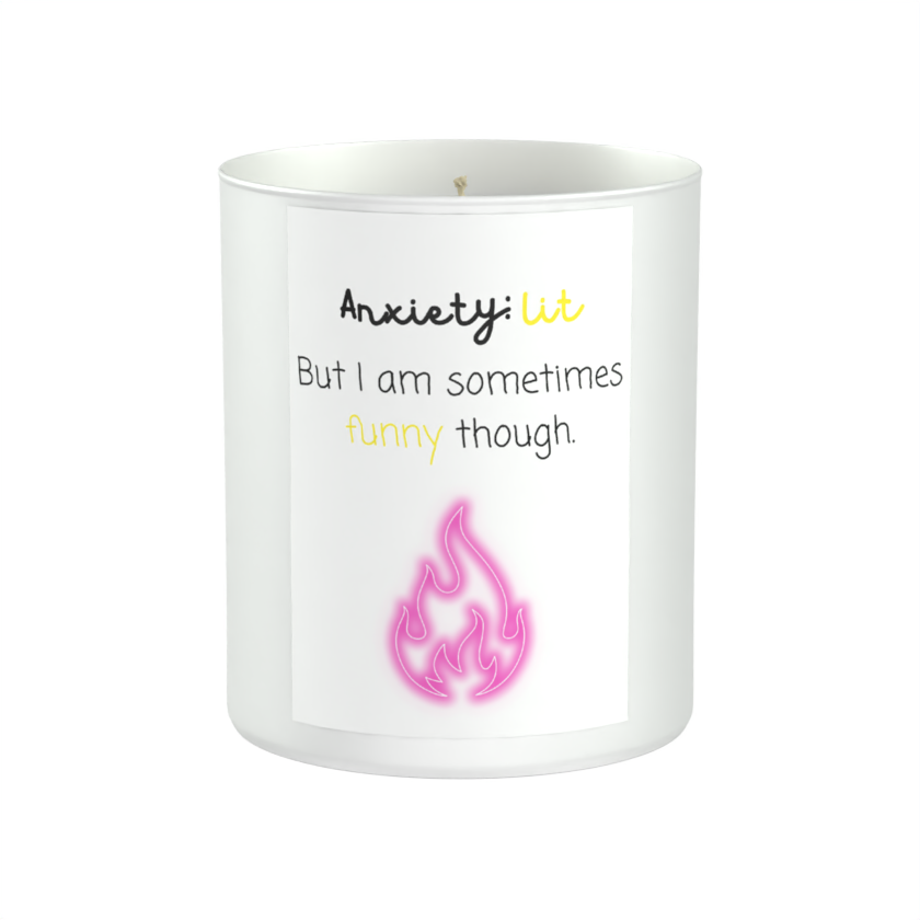 Anxiety Lit Funny 200g White candle ‘Sandy Bay'