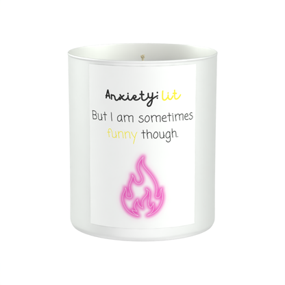 Anxiety Lit Funny 200g White candle ‘Sandy Bay'