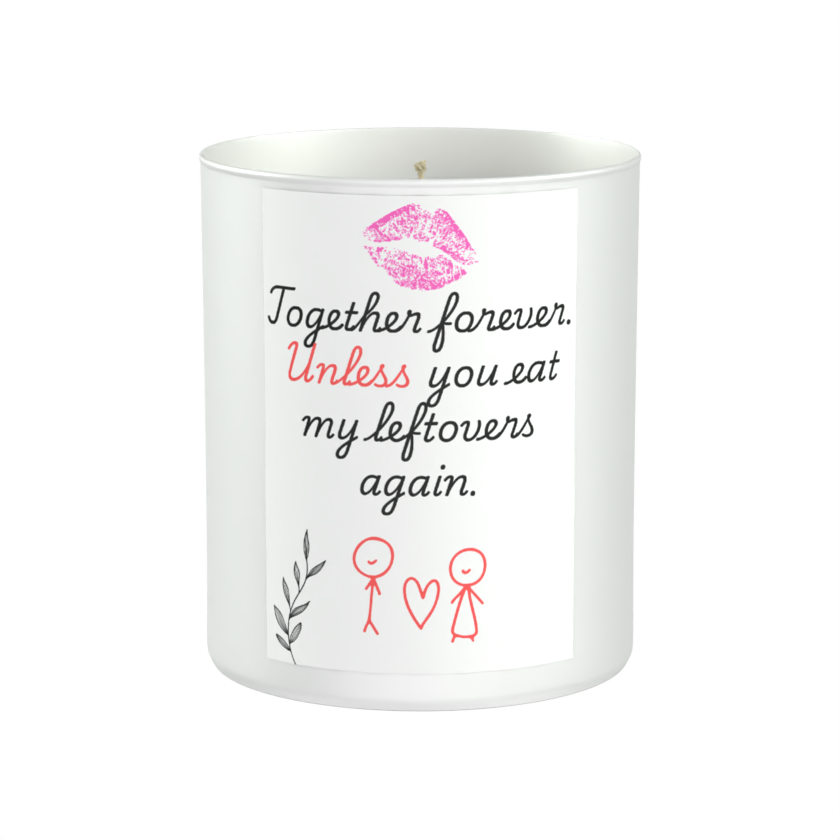 Leftovers Couple Humour 200g White candle ‘Sandy Bay'