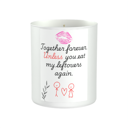 Leftovers Couple Humour 200g White candle ‘Sandy Bay'