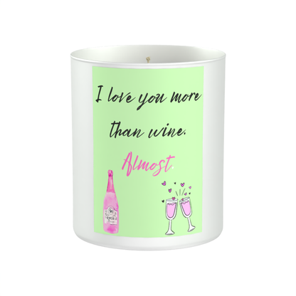I love you more than wine. 200g White candle ‘Sandy Bay'