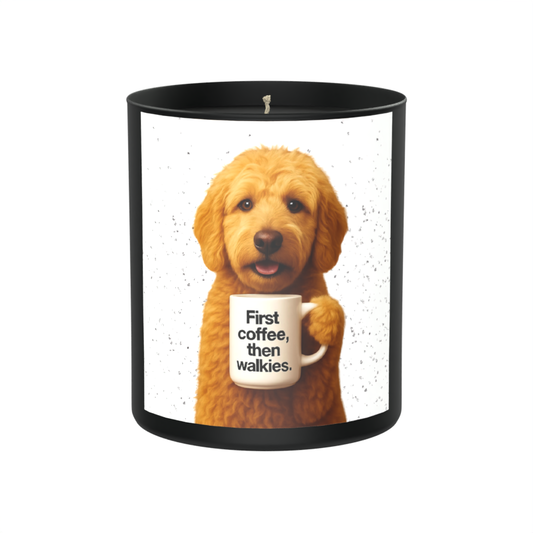 First Coffee, Then Walkies Dog 200g Black Candle ‘Dark Noir’
