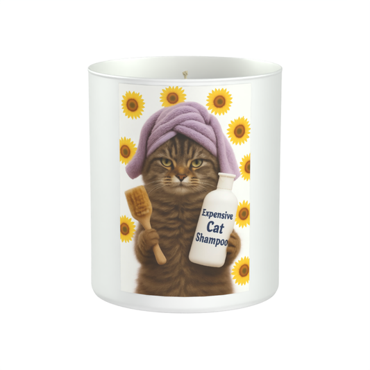 Expensive Cat Shampoo White Candle | Funny Cat Gift