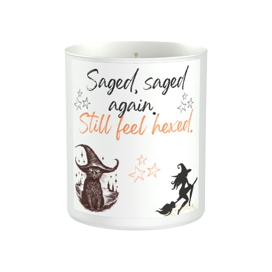 Saged, saged again. 200g White candle ‘Sandy Bay'