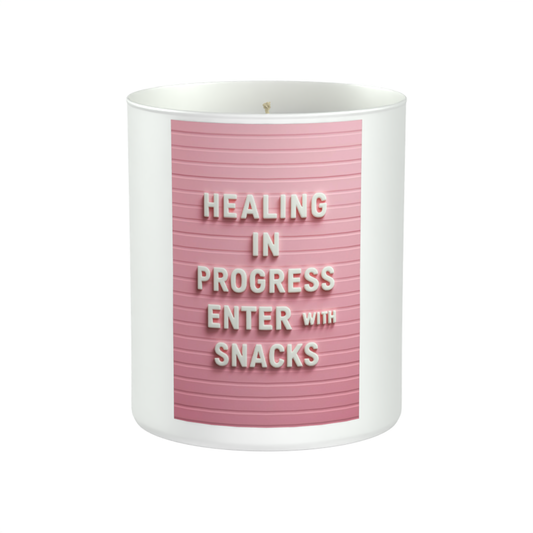 Healing in Progress – Enter with Snacks 200g White candle ‘Sandy Bay'