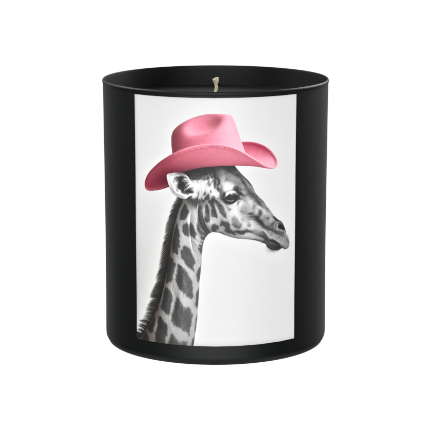 Giraffe in a Pink Cowboy Hat 200g Black Candle ‘Dark Noir’