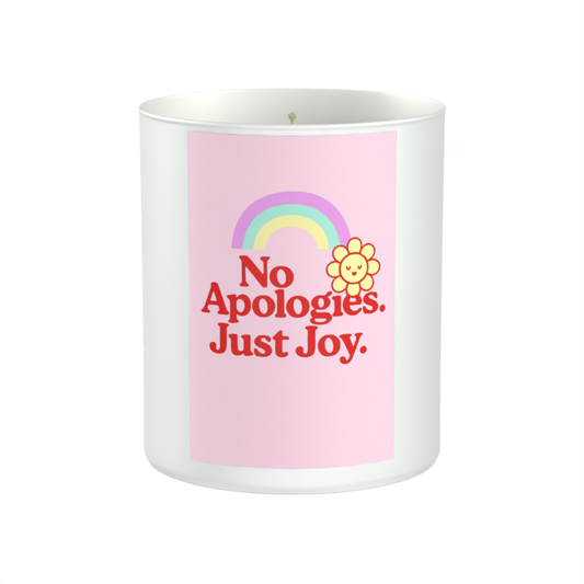 No Apologies. Just Joy. 200g White candle ‘Sandy Bay'