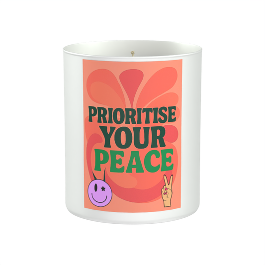Prioritise Your Peace 200g White candle ‘Sandy Bay'