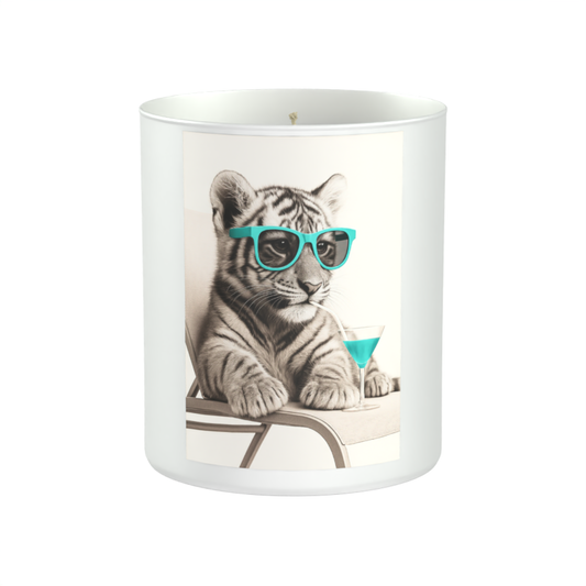 Tiger Cub Sunglasses 200g White candle ‘Sandy Bay'
