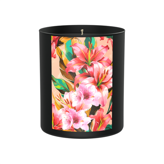 Pink Lily Floral Candle | Tropical Botanical Candle Gift