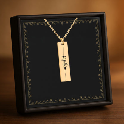 Personalised Name Engraved Bar Necklace