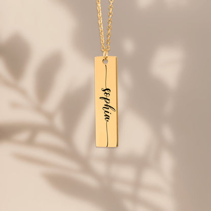 Personalised Name Engraved Bar Necklace