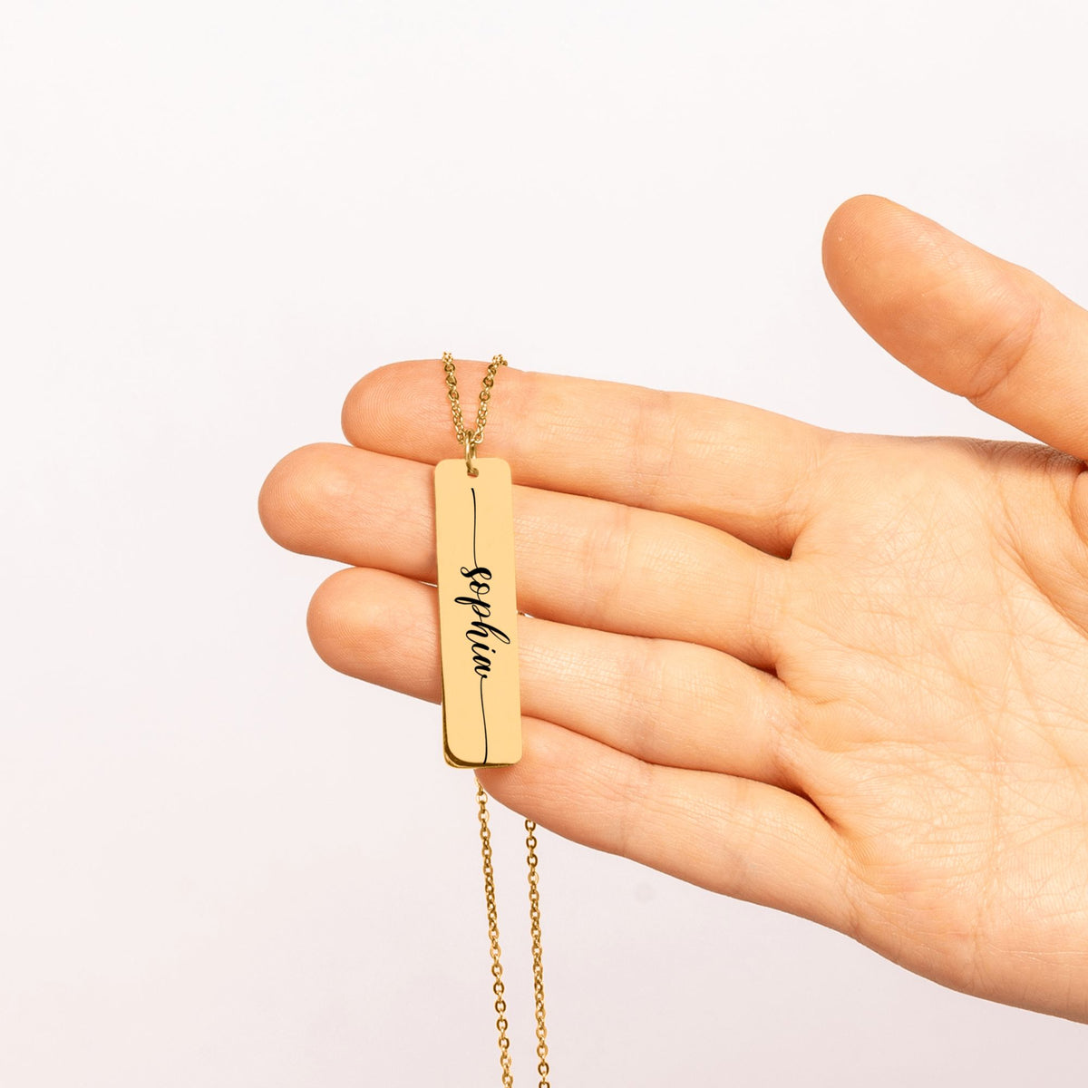 Personalised Name Engraved Bar Necklace