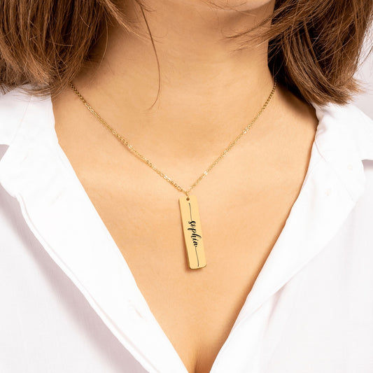Personalised Name Engraved Bar Necklace