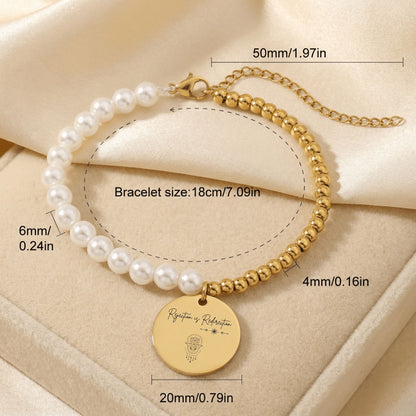 Rejection is Redirection Pearl Bracelet | Spiritual Gold Bracelet