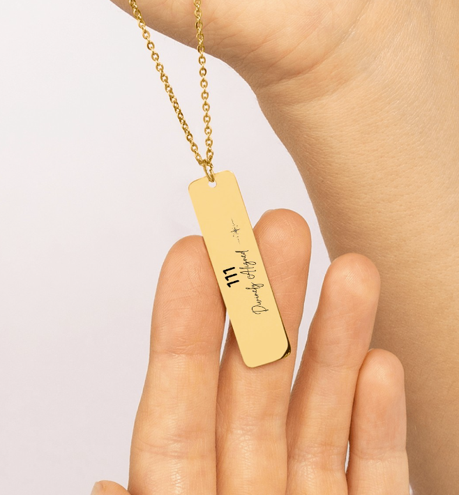 111 Angel Number Necklace – Divinely Aligned | Engraved Bar Pendant