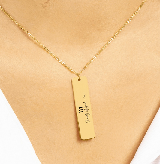 111 Angel Number Necklace – Divinely Aligned | Engraved Bar Pendant