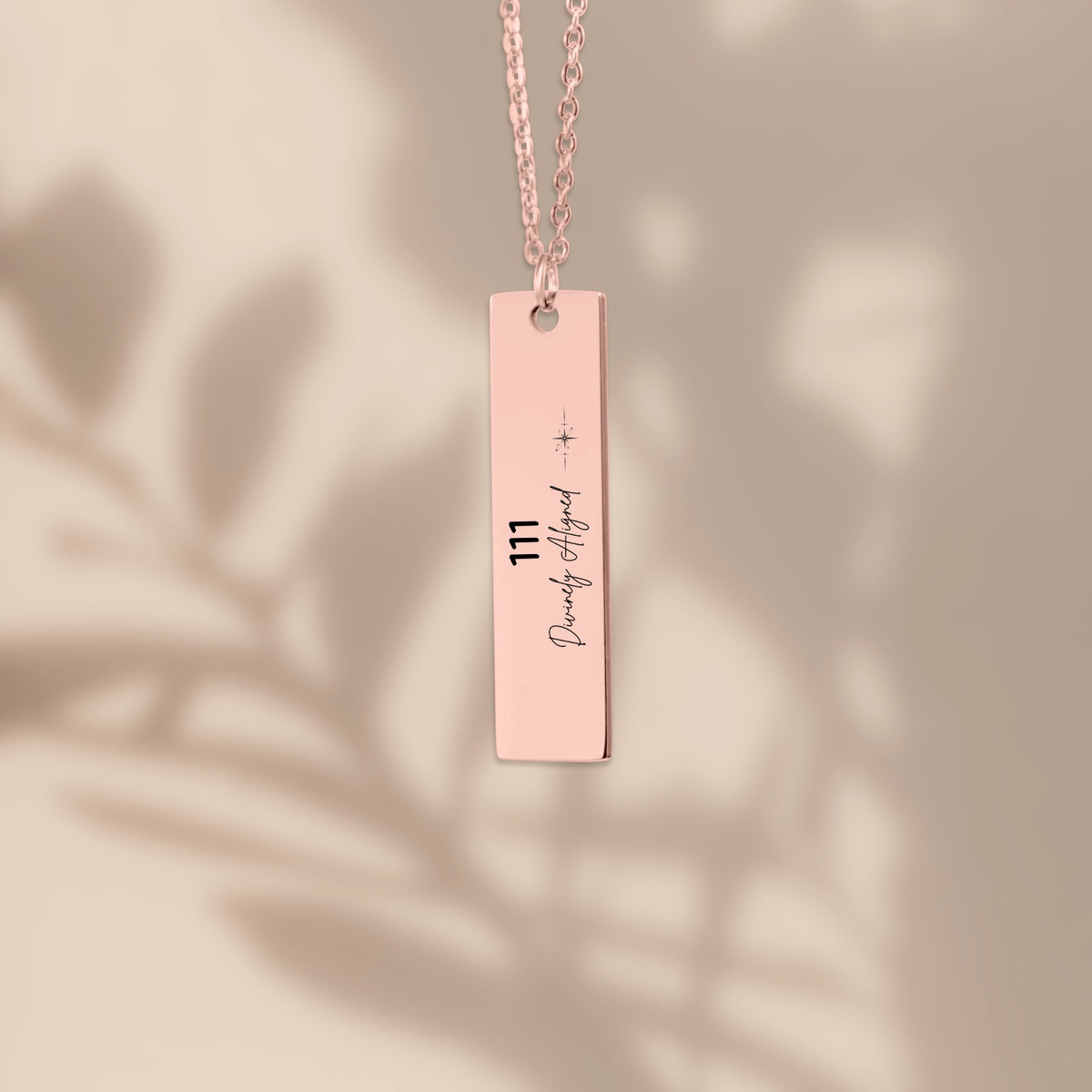 111 Angel Number Necklace – Divinely Aligned | Engraved Bar Pendant
