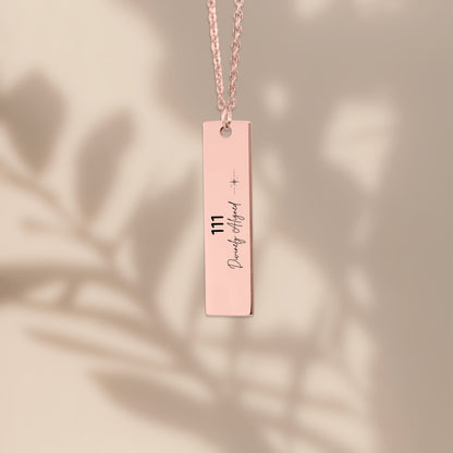 111 Angel Number Necklace – Divinely Aligned | Engraved Bar Pendant