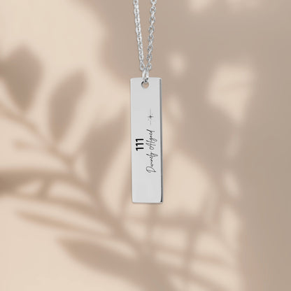 111 Angel Number Necklace – Divinely Aligned | Engraved Bar Pendant