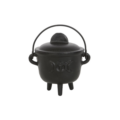 Cast Iron Witch Cauldron with Triple Moon – 11cm