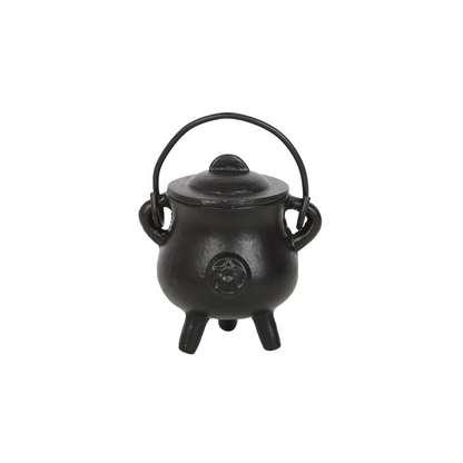 Mini Cast Iron Witch Cauldron with Pentagram – 7.5cm