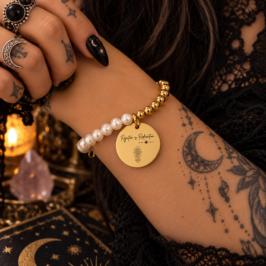 Rejection is Redirection Pearl Bracelet | Spiritual Gold Bracelet