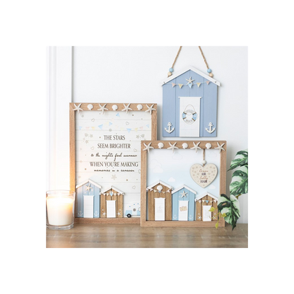Blue Beach Hut Hanging Decoration – Coastal Wall Décor