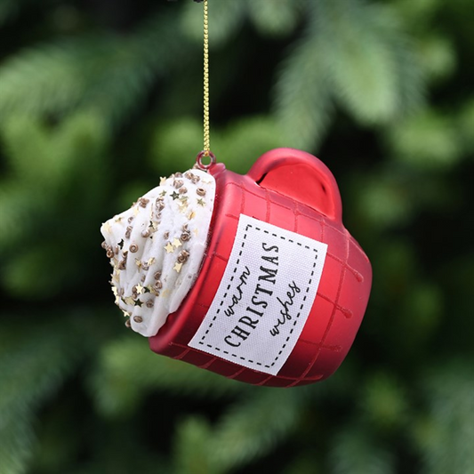Christmas Mug Ornament – Glass Hot Chocolate Tree Decoration