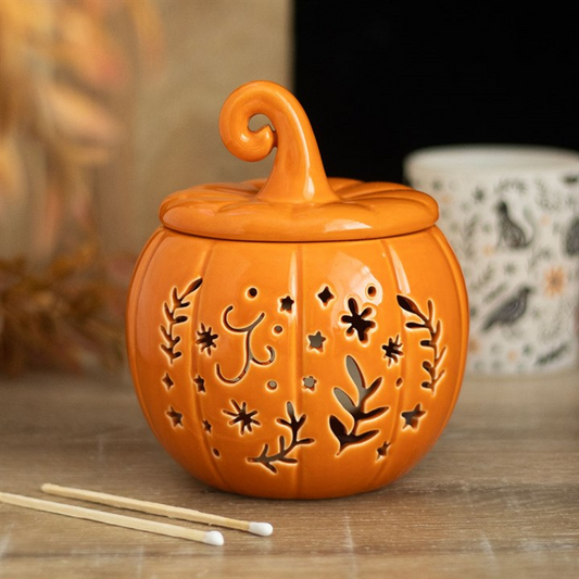 Pumpkin Oil Burner & Wax Warmer – Orange Folk Art Design