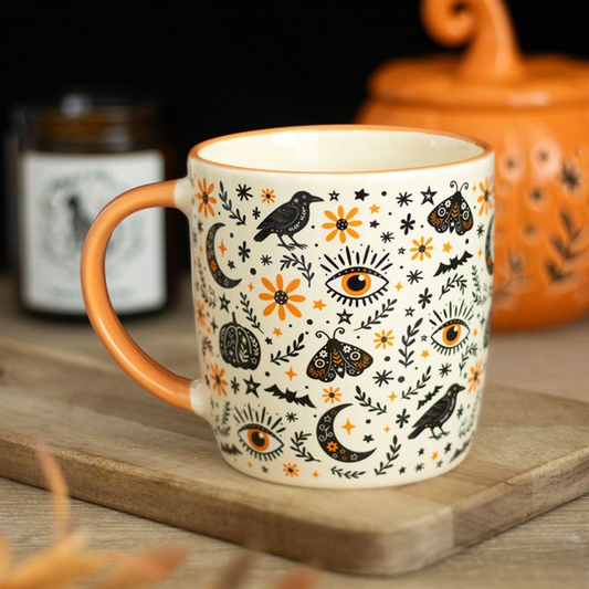 Witchy Celestial Mug – Raven, Moth & Moon Print