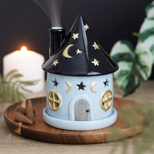 Celestial Cottage Incense Cone Holder – Moon & Stars