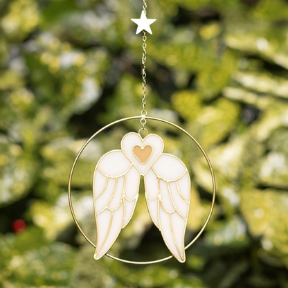 Angel Wing Hanging Decoration – Gold & White Angel Décor