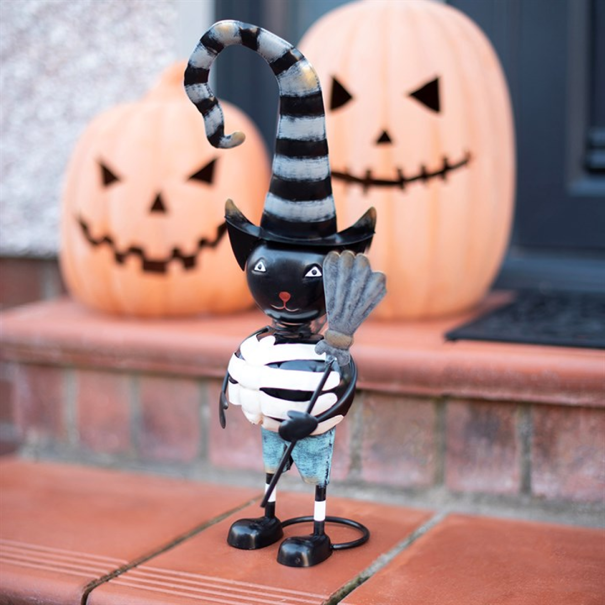 Black Cat Witch Ornament – Metal Halloween Decoration
