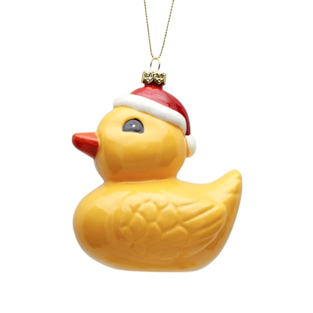 Christmas Duck Glass Hanging Ornament